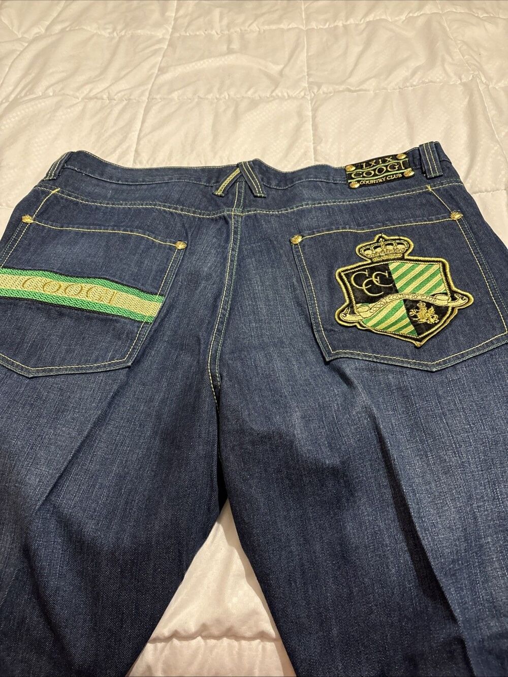 LXIX Coogi Jeans Men 46x36 Dark Wash Hip Hop COUNTRY CLUB CREST